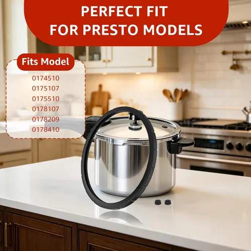Vista 6 de 09985 Anillo de sellado de repuesto para olla a presión Presto – Compatible con modelos de olla a presión Presto 0174510, 0175510, 0175107, 0178107