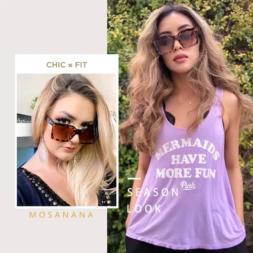 Vista 4 de mosanana Gafas de sol cuadradas para mujer con estilo moderno MS51805
