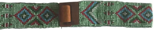 Vista 2 de KVR Cinturón de moda con cuentas de 2 pulgadas de ancho para mujeres, niñas, adolescentes, elástico, diseñador, vintage, con hebilla de madera
