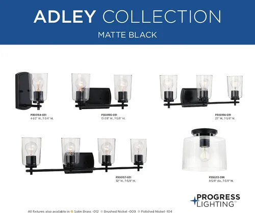 Vista 9 de Progress Lighting Adley Collection - Lámpara de tocador de baño tradicional de cristal transparente, color negro mate