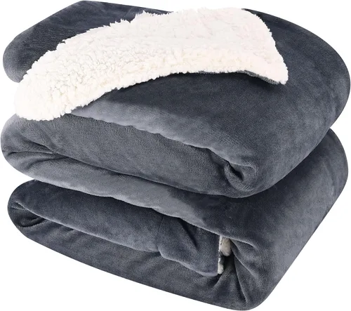 Vista 65 de NANPIPER - Manta de forro polar Sherpa, suave y esponjosa, mantas individuales para sofá, color negro, de 60x80 pulgadas