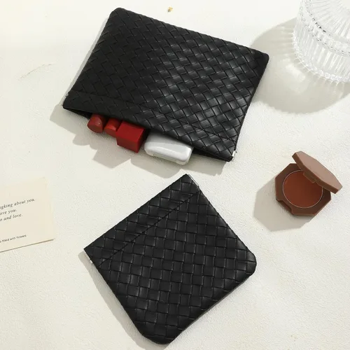 Vista 4 de LYDZTION Juego de 2 bolsas de maquillaje impermeables para mujer, bolsa de cosméticos a cuadros, bolsa de aseo de viaje, organizador de bolsa