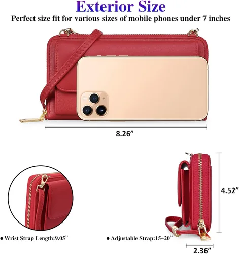 Vista 4 de FALAN MULE RFID Womens Wallet Purse Wristlet PU Leather Crossbody Clutch with 2 Straps