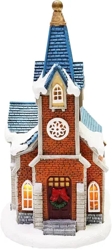 Vista 4 de MOMENTS IN TIME Christmas Village - Juego de 12 piezas, con luces LED, funciona con pilas (no incluidas)