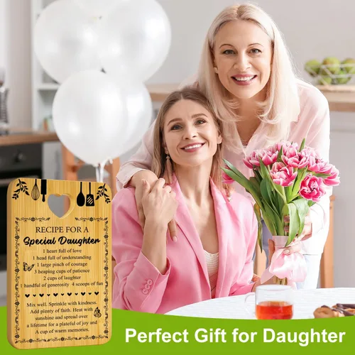 Vista 2 de Regalo para hija, tabla de cortar decorativa de bambú, regalos de cocina para tablas de quesos de Navidad, regalo único de cumpleaños, tabla