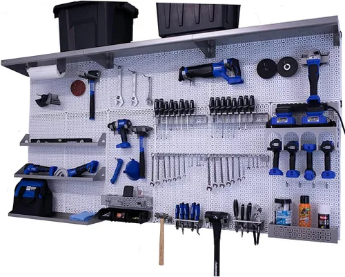 Vista 5 de OmniWall Weekend Warrior XL - Sistema de organización de pared de metal (negro/azul)