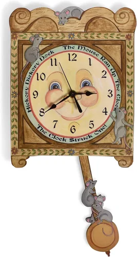 Vista 2 de Laughing Moon Hickory Dickory Dock - Reloj de pared con péndulo, hecho a mano en los Estados Unidos