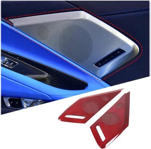 Vista 11 de Cubierta de altavoz de puerta lateral de automóvil compatible con Chevrolet Corvette C8 2LT 3LT 2020-2023 fibra de carbono real, 2 piezas, Negro