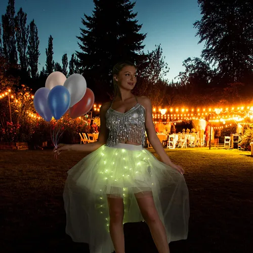Vista 4 de Falda larga de tul LED Falda multicolor inteligente iluminada para rave tutú para mujer