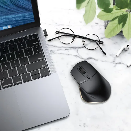 Vista 9 de iClever Ratón inalámbrico con Bluetooth o receptor USB, 5 niveles de DPI ajustables hasta 2400DPI, ratón recargable para computadora, ratón
