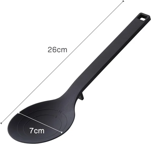 Vista 9 de Yamazaki Home Tower - Cuchara de cocina de silicona, higiénica con soporte de herramientas integrado, diseño limpio flotante, silicona