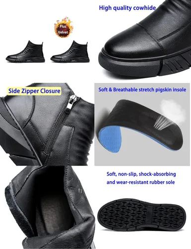 Vista 9 de Keilinia Botas de cuero casuales de alta calidad italianas negras para hombre, botines antideslizantes que absorben los golpes para otoño 2022