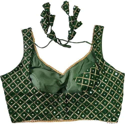 Vista 2 de Indian Hawker Blusa corta estilo sari de Bollywood Pure Georgette para mujer