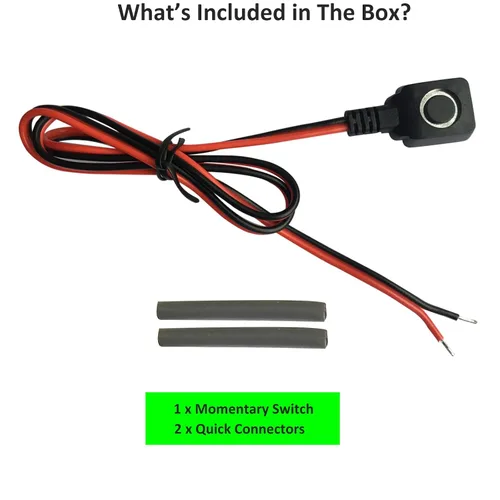 Vista 5 de Interruptor de botón momentáneo de 12 V y 24 V, cable precableado de 0,5 m y cinta de doble cara para una fácil instalación