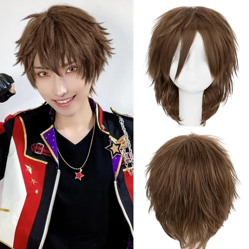 Vista 17 de S-noilite Unisex Short Cosplay Black Hair Wig Women Men Male Fluffy Straight Pixie Wigs for Cartoon Anime Comic-cons Party Halloween Costume Black