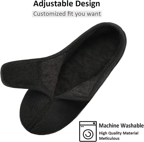 Vista 3 de Git-up Pantuflas diabéticas para hombre, artritis, edema, cierre ajustable, puntera hinchada, pies hinchados, pantuflas de espuma viscoelástica