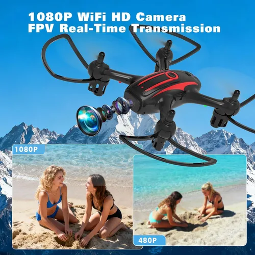 Vista 2 de Drones para niños de 8 a 12 años, dron con cámara 1080P para niños y adultos, FPV Drone con 2 baterías, mini dron con foto de gestos, cuadricóptero