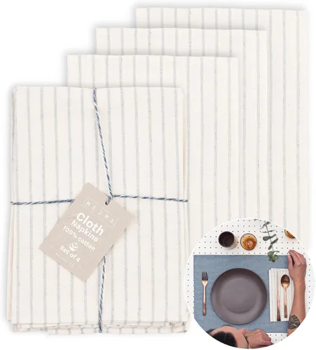 Vista 8 de MEEMA Servilletas de tela Servilletas de tela de algodón lavables hechas de materiales reciclados Juego de regalo de mesa de cocina 19.5 x