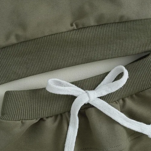 Vista 4 de Conjunto de sudadera de manga larga con cuello redondo y pantalones deportivos para bebés, ropa de invierno para bebé