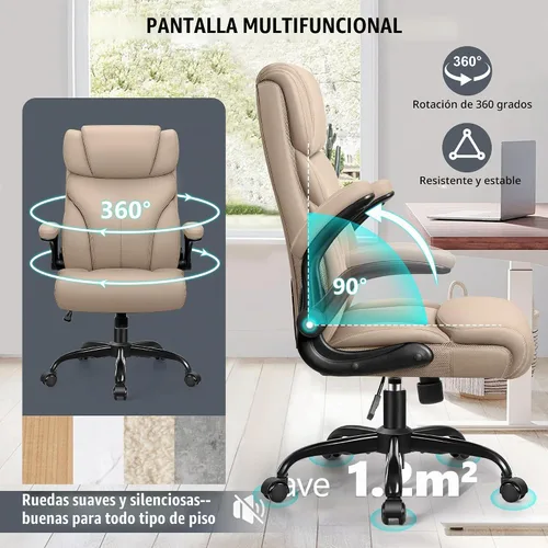 Vista 6 de Silla de oficina HeroSet, sillas de escritorio de computadora ergonómicas grandes y altas, silla ejecutiva de cuero transpirable con respaldo alto