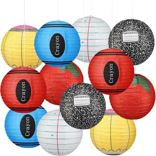 Vista 8 de Retisee 12 linternas de papel de manzana de 10 pulgadas para decoración