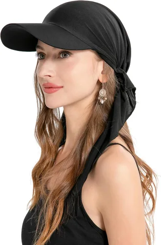Vista 27 de ZLYC Gorro de quimioterapia para mujer, visera para la cabeza, bufanda preatada, gorra ligera de calavera Blanco sólido