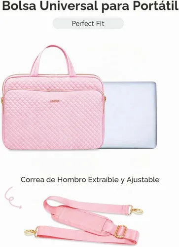 Vista 5 de Funda para laptop para mujeres y hombres, bolsa de mensajero Rosa