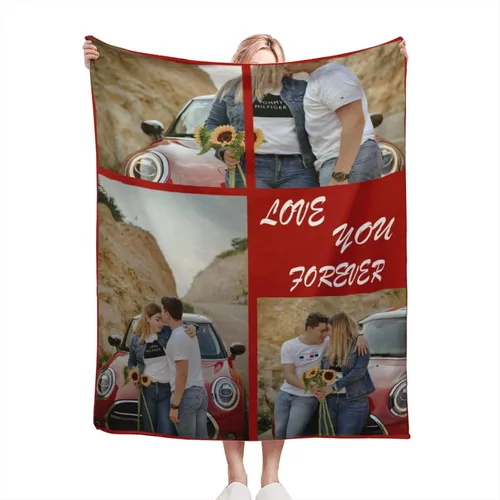 Vista 8 de Manta personalizada con fotos – Manta personalizada con fotos, regalos personalizados con imagen, manta de franela de vellón para esposa, marido
