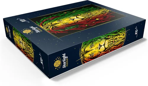 Vista 3 de MyPuzzle Rasta Lion - Rompecabezas prémium de 100 piezas, fabricado en Estados Unidos