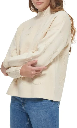 Vista 3 de Calvin Klein Suéter de manga larga jacquard de cuello alto pesado para mujer