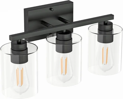 Vista 8 de Honesorn Lámparas de tocador de baño de 3 luces, 18 pulgadas, 60 W, negro