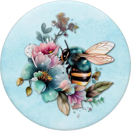 Vista 3 de Lindas flores de abejorro apicultor apicultor amante de las abejas PopSockets azules PopSockets intercambiables PopGrip