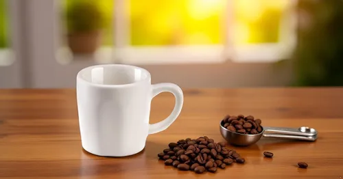 Vista 5 de tazas de café expreso, porcelana blanca mate, 2.3 onzas, juego de 4