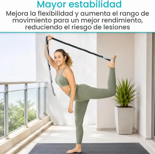 Vista 7 de Vive Correa elástica – Banda elástica de piernas para mejorar la flexibilidad – Correa de yoga elástica – Cinturón de ejercicio y terapia física Gris