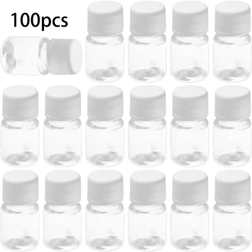 Vista 4 de Bettomshin 100 botellas de plástico PE de 0.2 fl oz (grado alimenticio), botellas de plástico de reactivo de laboratorio, pequeño recipiente