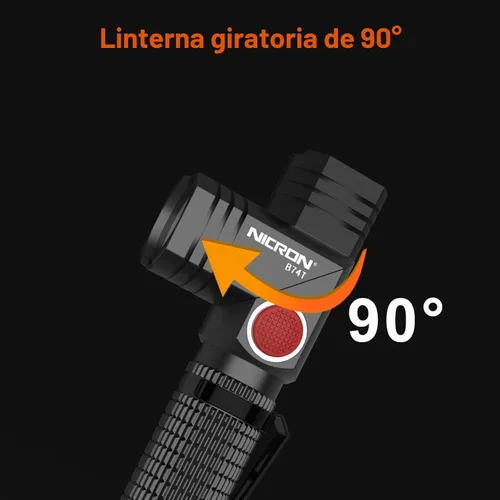 Vista 3 de NICRON B74T Linterna de luz roja, luz LED blanca recargable de 700 lúmenes con base magnética, clip, IP65 impermeable para camping, caminata Gris