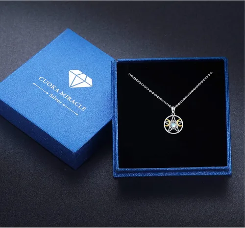 Vista 7 de CUOKA MIRACLE Sun Necklace 925 Sterling Silver Sun Moon Pendant Crescent Moon Necklaces Jewenry Pendant Celestial Jewelry Gifts for Women Mother's