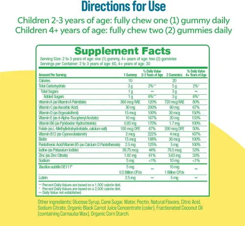 Vista 4 de Culturelle Gomitas probióticas para niños a partir de 2 años, sabores de naranja melocotón, bayas mixtas y probióticos diarios para niños + gomitas
