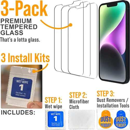 Vista 12 de Scooch Protector de pantalla 5 en 1 para iPhone 11 (paquete de 3) con protector de lente de cámara (paquete de 2) vidrio templado 9H de alta