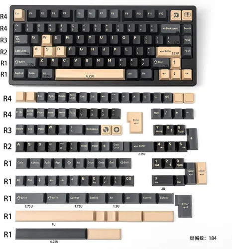 Vista 6 de Sumgsn 173 Teclas Doubleshot Keycaps Perfil Cherry Set de Teclas Apes Barra Espaciadora 7u Compatible con 61/64/87/104/108 Interruptores Cherry Mx
