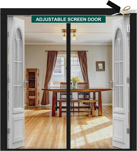 Vista 9 de HADOR Puerta con Malla Magnética Ajustable se Ajusta a Puertas de Ancho 29" - 33" Altura 79" - 81", Malla de Red para Puerta Resistente DIY
