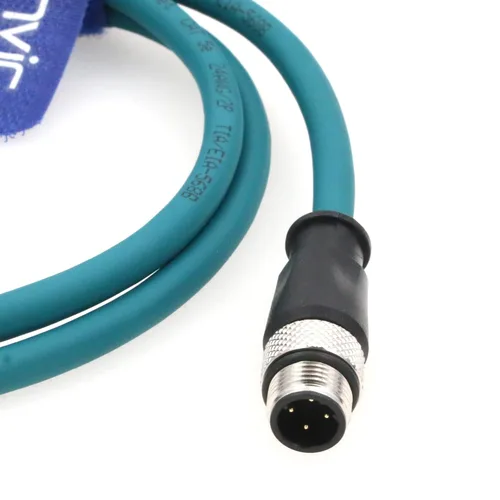 Vista 2 de Cable de red para cámara industrial Cognex de 4 pines M12 de 4 pines a RJ45, cables blindados CAT5e (azul, 1M)
