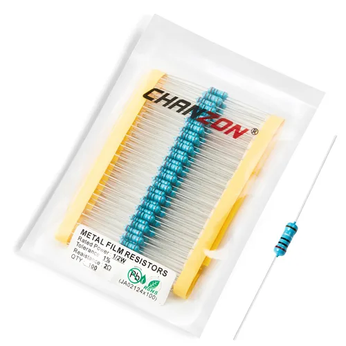 Vista 44 de Chanzon 100pcs 1/2W (0.5W) 1 Ω ohmios Resistencia fija de película metálica 0.01 ±1% Tolerancia 1R MF Orificio pasante Resistencias limitadoras