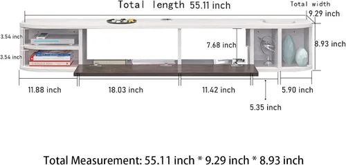 Vista 5 de Pmnianhua Moderno soporte flotante para TV, estante debajo de TV de 55 pulgadas para televisores de 60 pulgadas, consola de TV flotante, armario