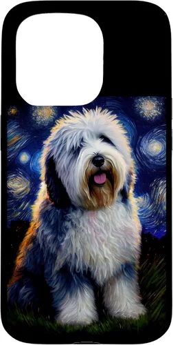 Vista 14 de Old English Sheepdog in Starry Night Painting Dog Mom Dad Case for iPhone 17