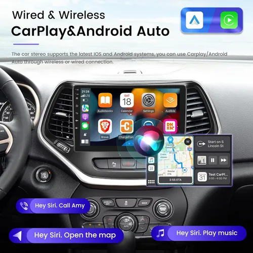 Vista 4 de Radio Android de 2 GB+64 GB para Jeep Cherokee 2013-2018, pantalla táctil de 10.1 pulgadas, estéreo de coche, Carplay y Android