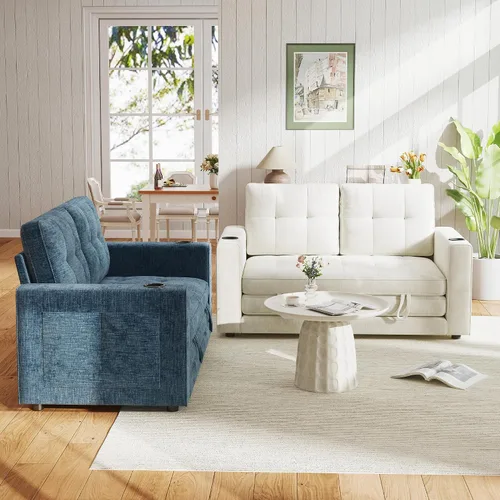 Vista 5 de Sofá Cama Convertible, Sofá Cama Loveseat Extraíble, Sofá Cama Plegable 2 en 1, Sofá de Piso para Espacios Pequeños, Cama de Piso Desplegable