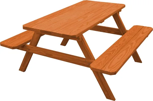 Vista 35 de Amish-Made - Mesa de picnic rectangular de pino para exteriores de 44 pulgadas con bancos adjuntos, color negro Negro (Black Paint)