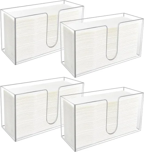 Vista 9 de 1 paquete de soporte de toalla de papel acrílico, dispensador de servilletas de encimera para pliegue C Toallas de papel multiplegables y triples