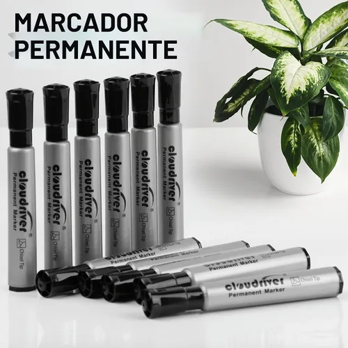 Vista 4 de cloudriver Marcadores permanentes de 96 unidades, juego de marcadores permanentes negros a granel, punta de cincel, marcadores a prueba de manchas